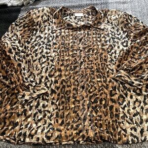 Sheer animal print vibes button up blouse size 32
